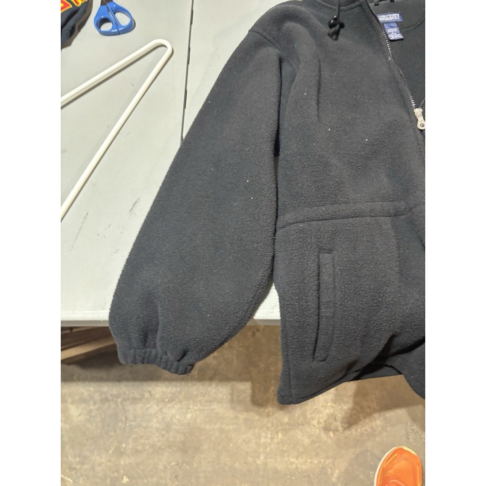 Lands' End Fleece Jacket Women's ‎ Large Full Zip Sherpa Black Long Sleeve Lined - Picture 2 of 7